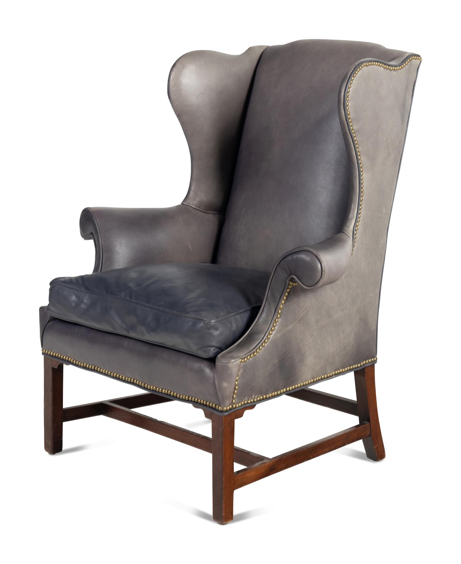 A George III Style Mahogany Wingback Armchair