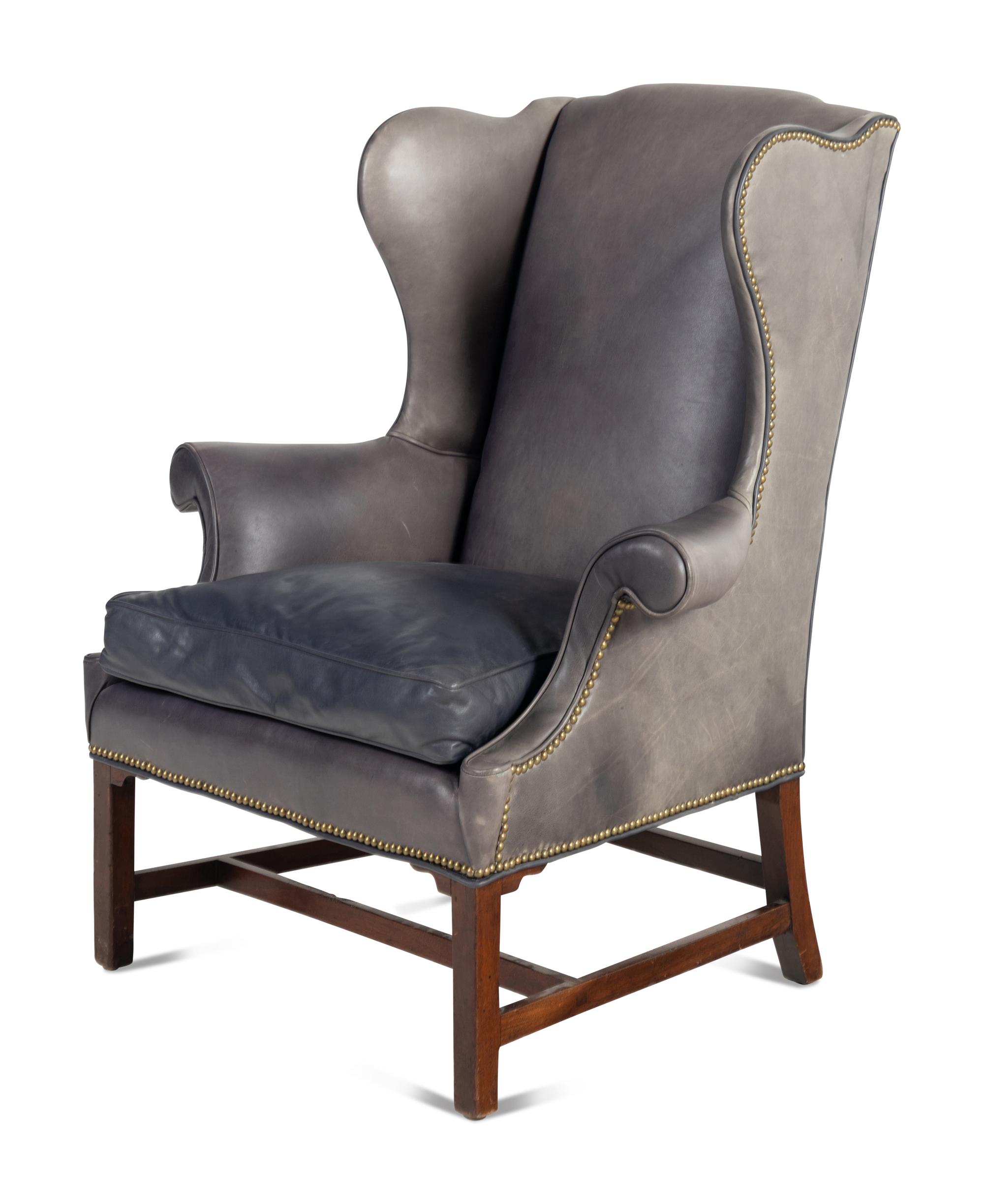 A George III Style Mahogany Wingback Armchair