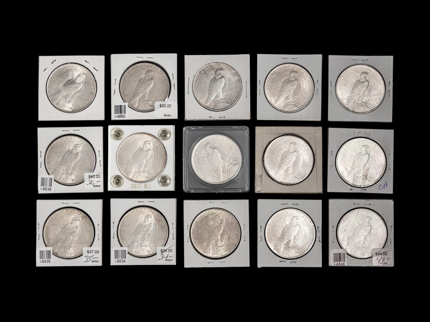 Fifteen 1922 Peace $1 Coins