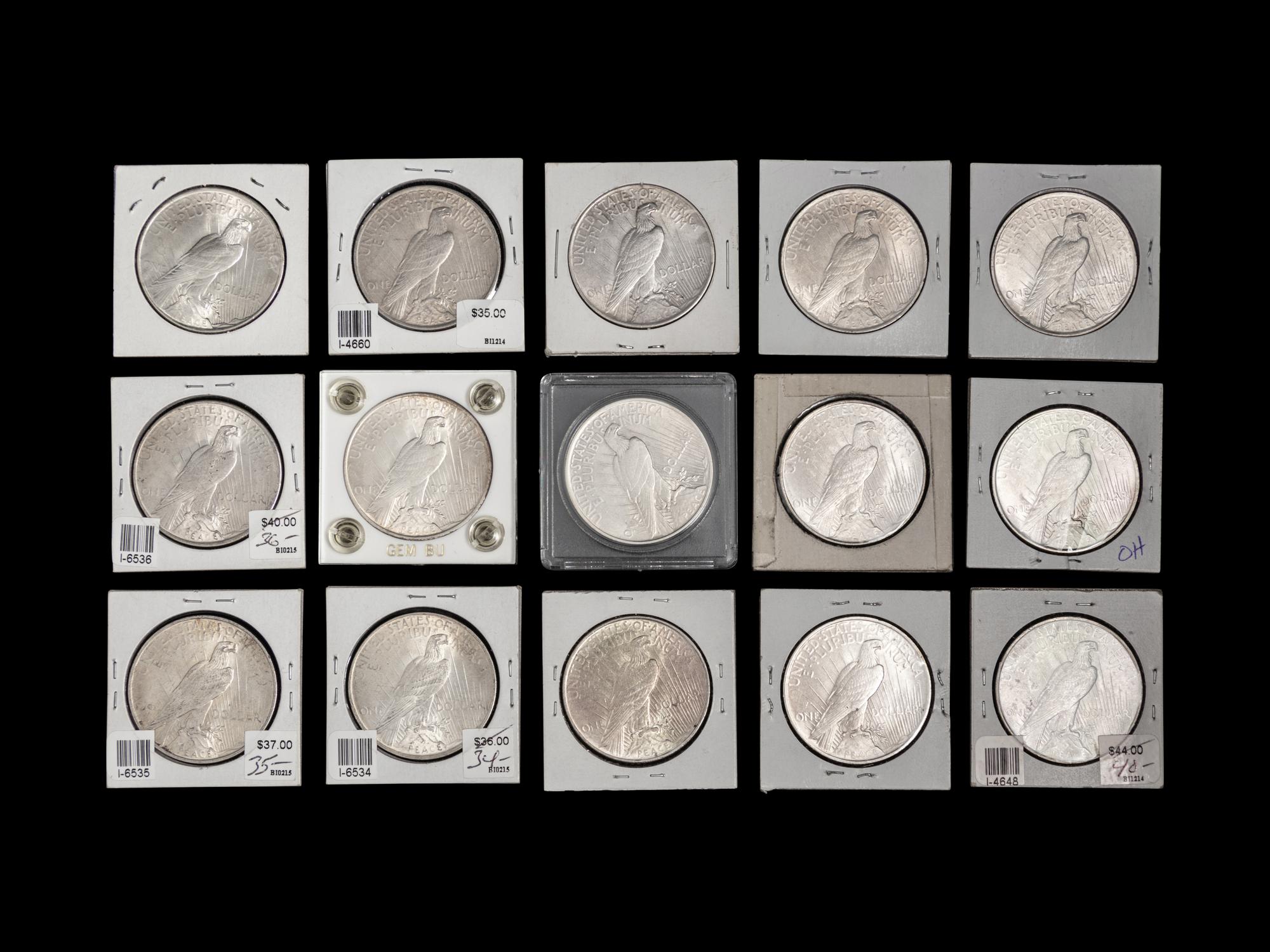 Fifteen 1922 Peace $1 Coins