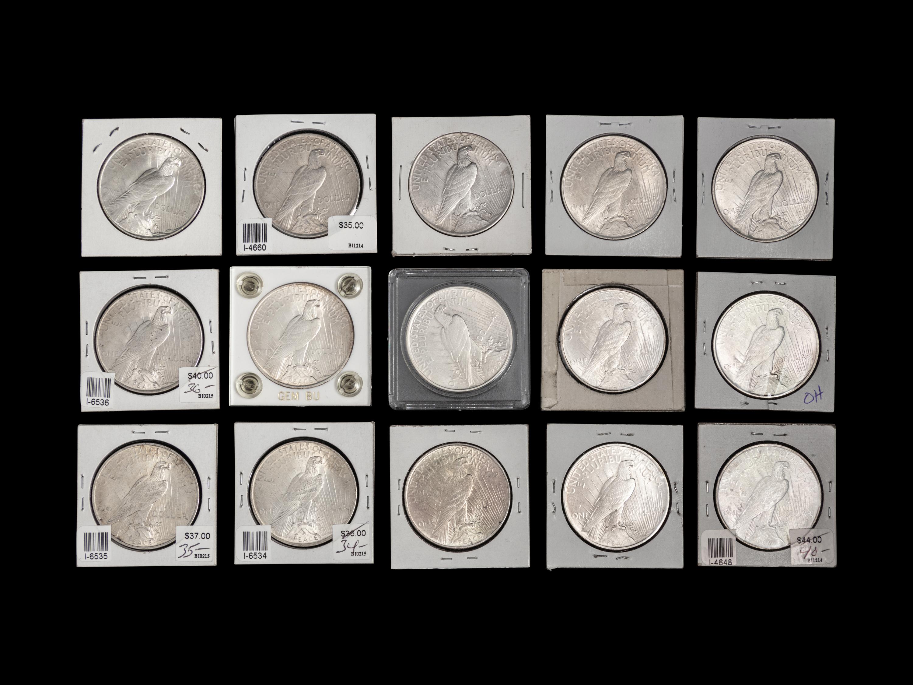 Fifteen 1922 Peace $1 Coins