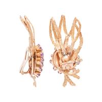 MARIANNE OSTIER, YELLOW GOLD AND AMETHYST EARCLIPS
