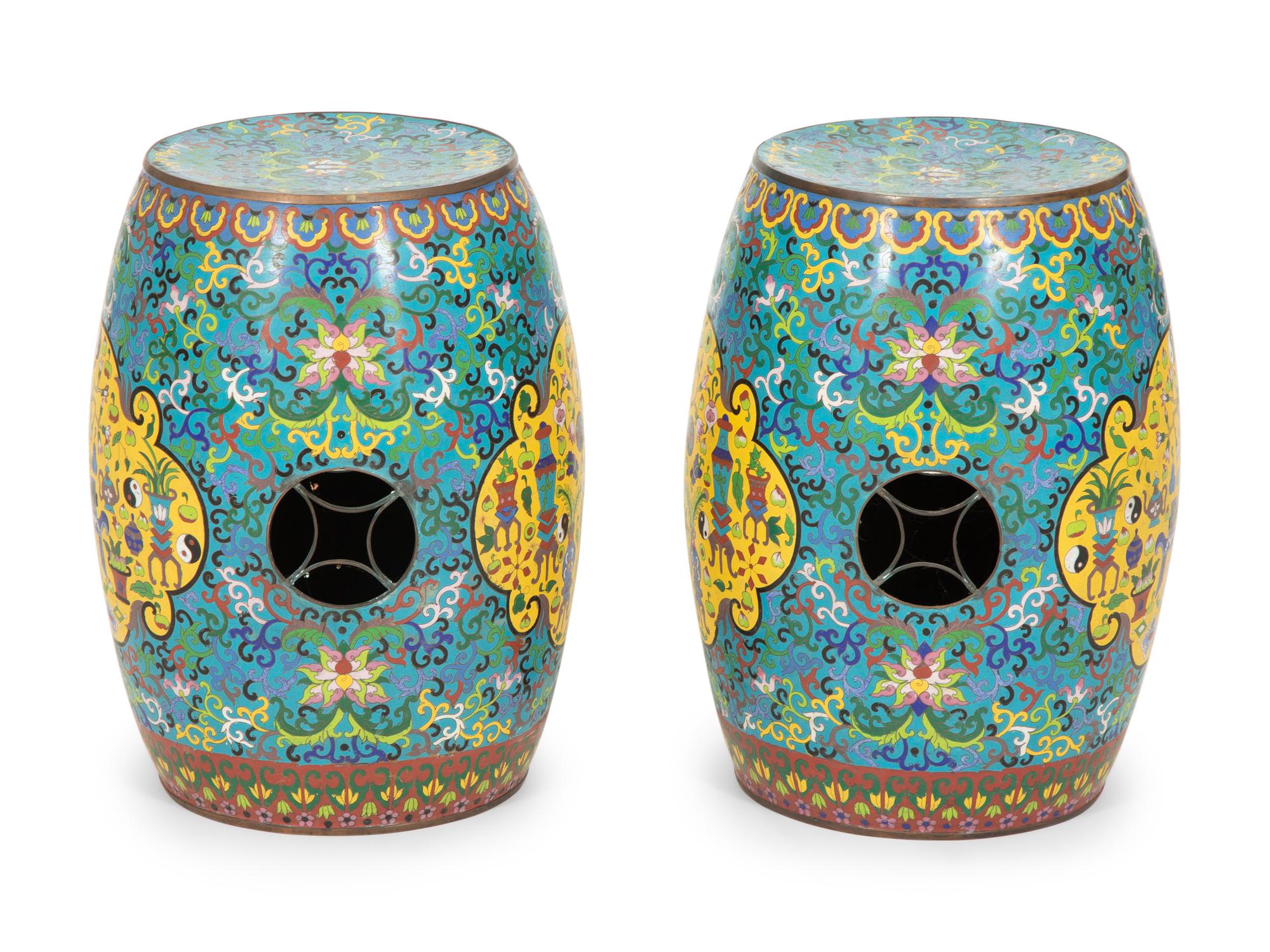 A Pair of Chinese Cloisonné Garden Seats