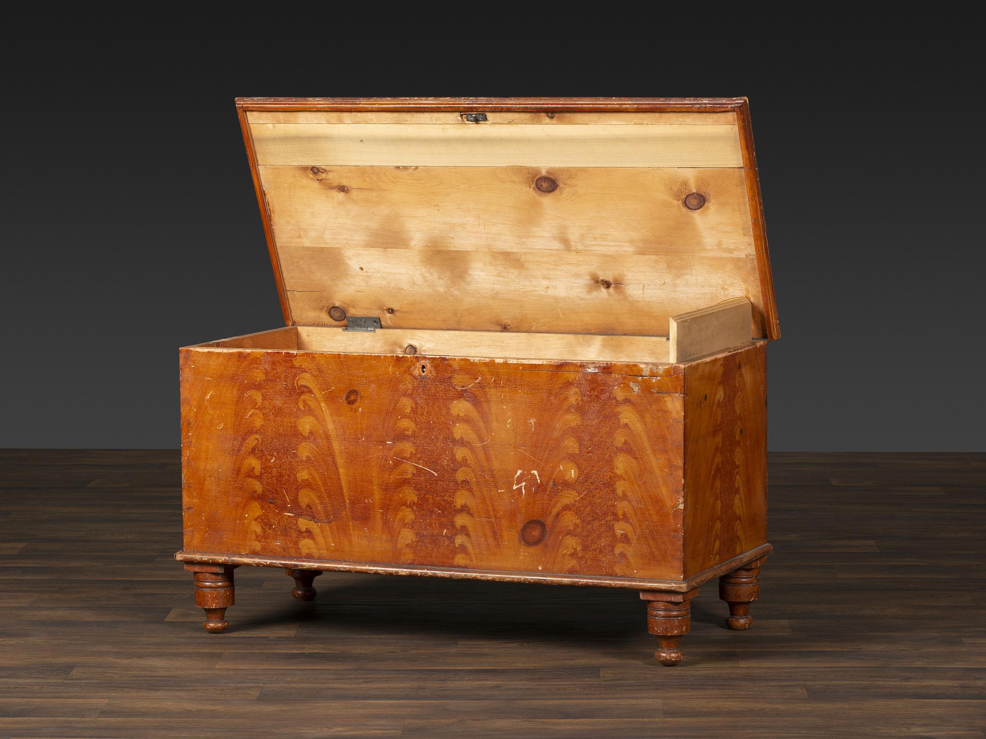 A Country Grain Painted Poplar and Pine Blanket Chest