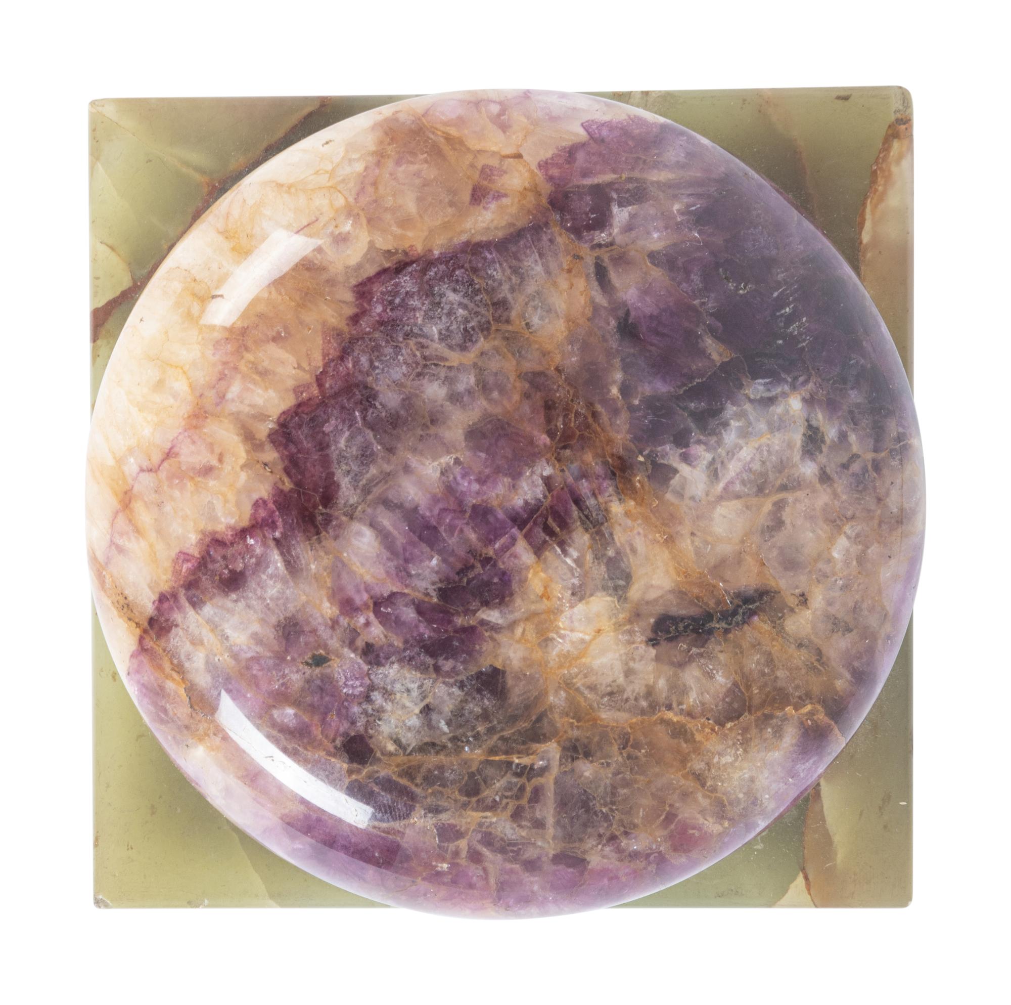 A Blue John and Onyx Paperweight