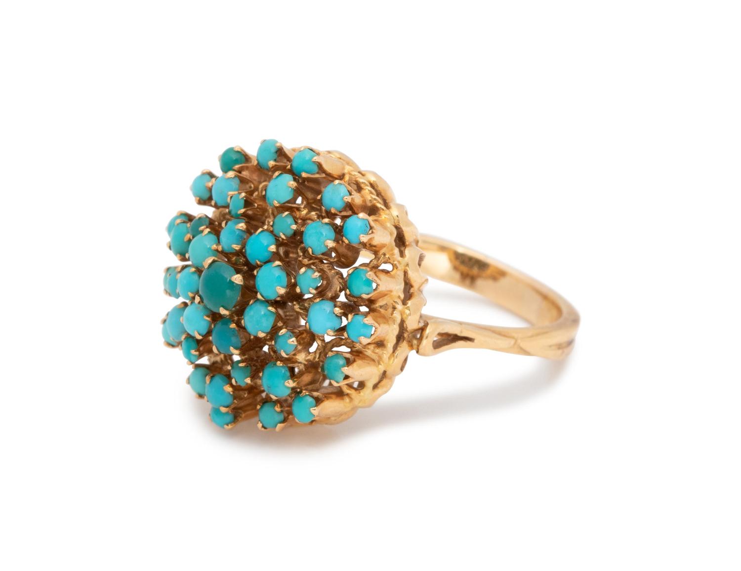 YELLOW GOLD AND TURQUOISE RING