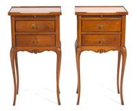 A Pair of French Provincial Walnut Side Tables Height 28 1/2 x width 15 1/4 x depth 11 inches. — 19TH CENTURY