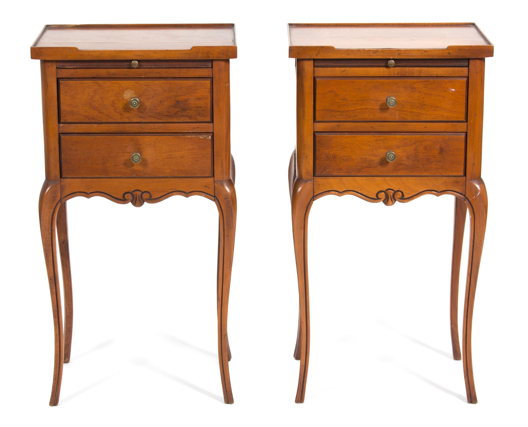 A Pair of French Provincial Walnut Side Tables Height 28 1/2 x width 15 1/4 x depth 11 inches. — 19TH CENTURY