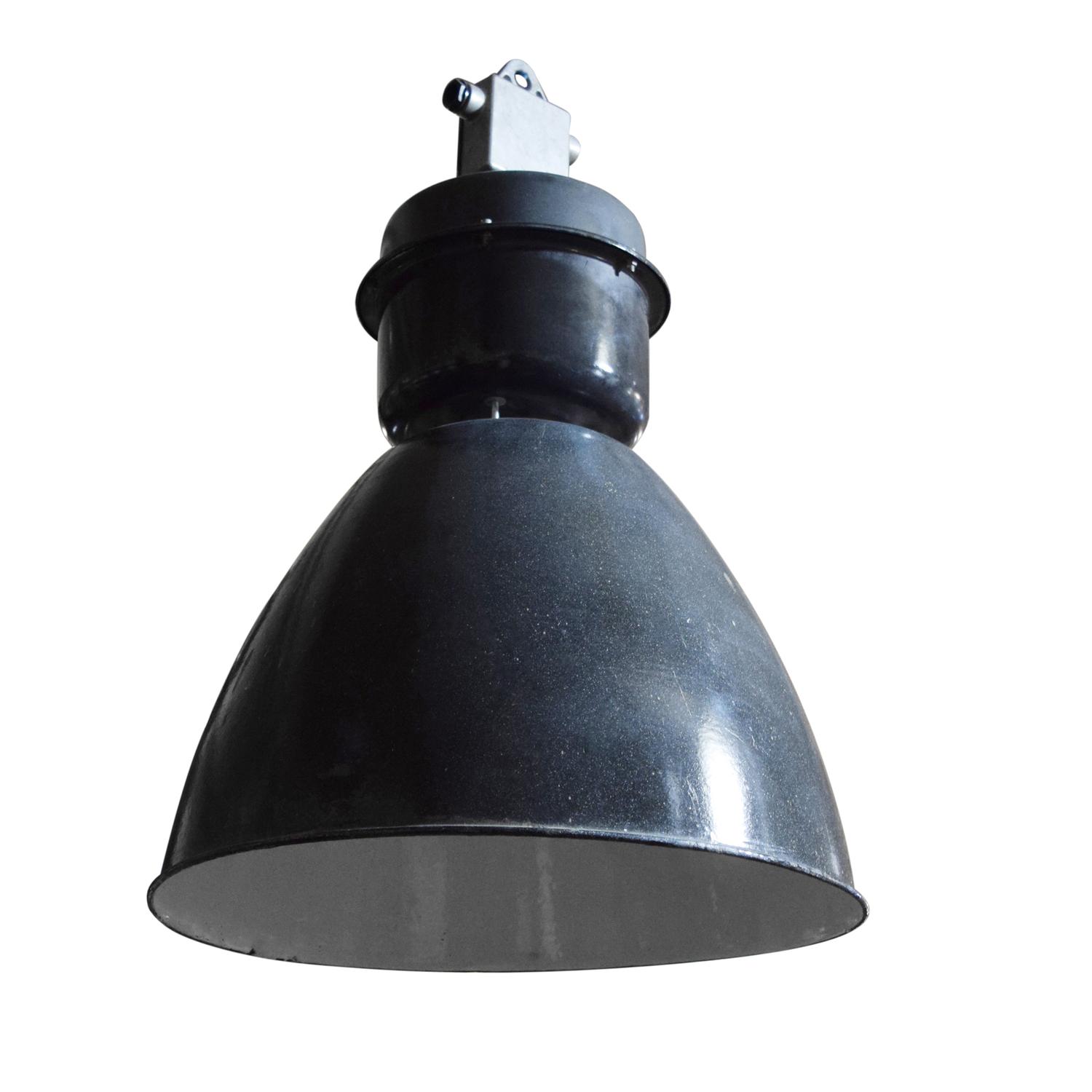 A Set of Ten Enameled Steel Industrial Light Fixtures 20" W x 20" D x 30" H — United States, Circa 1950