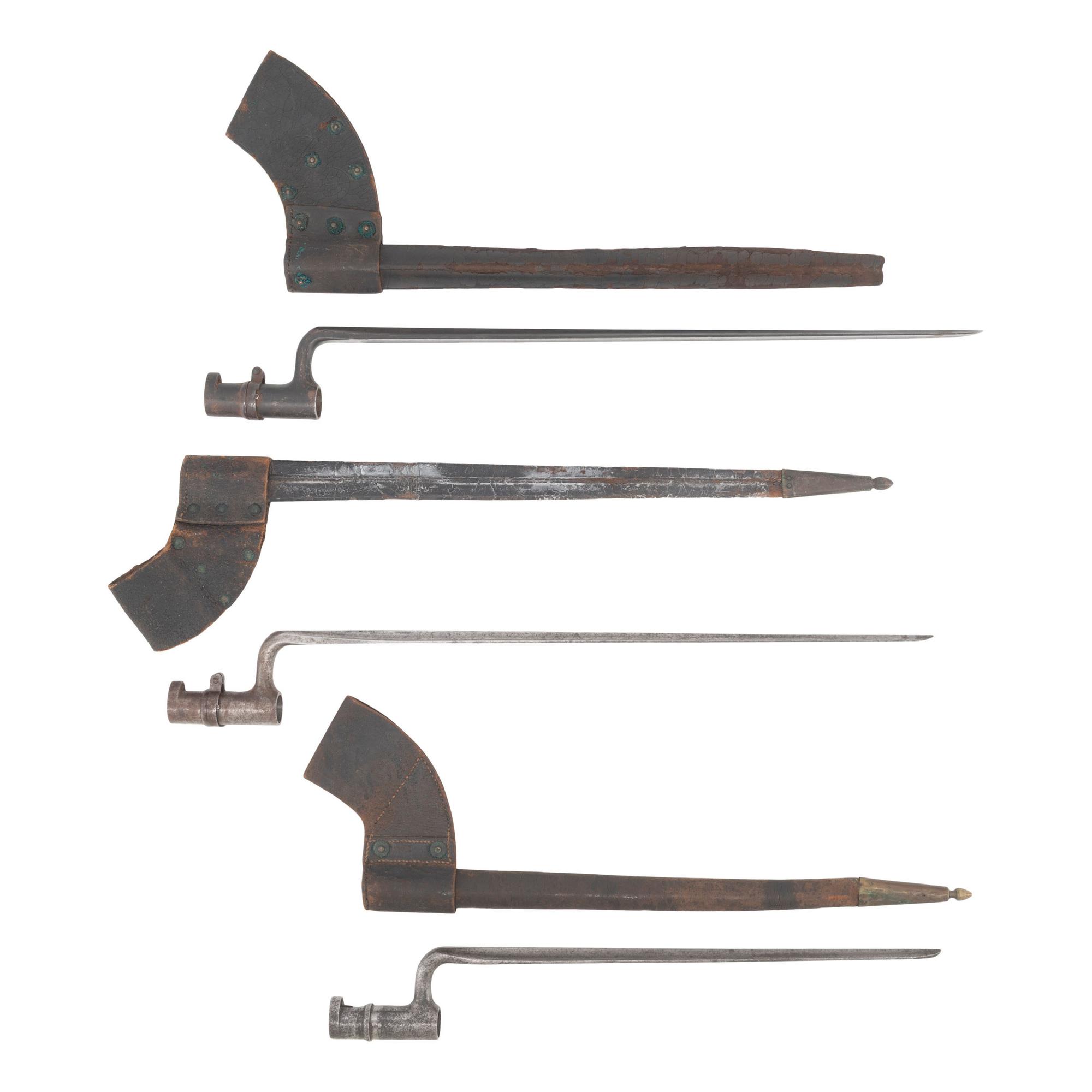 Three US M1855 Socket Bayonets with Scabbards