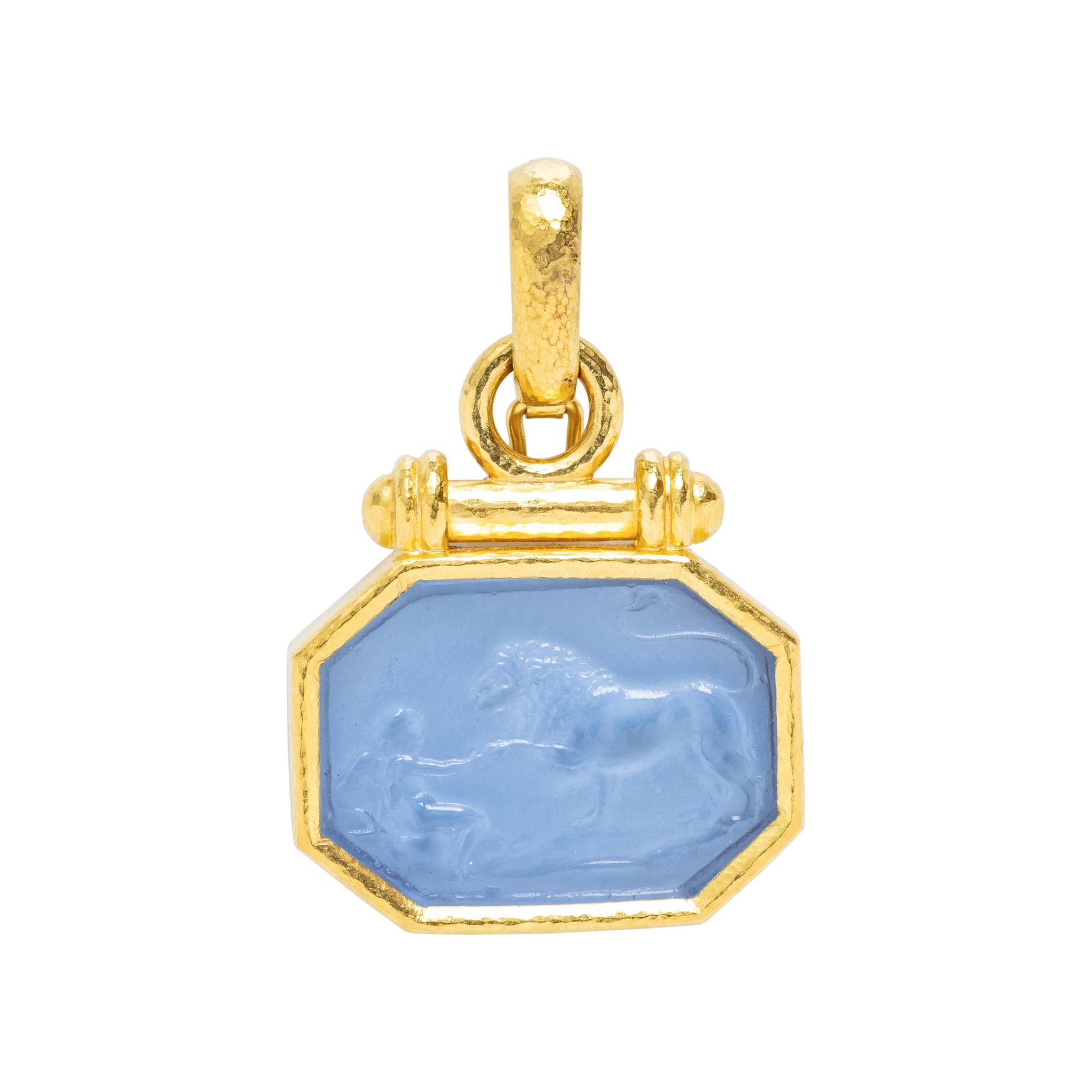ELIZABETH LOCKE, YELLOW GOLD AND VENETIAN GLASS INTAGLIO PENDANT