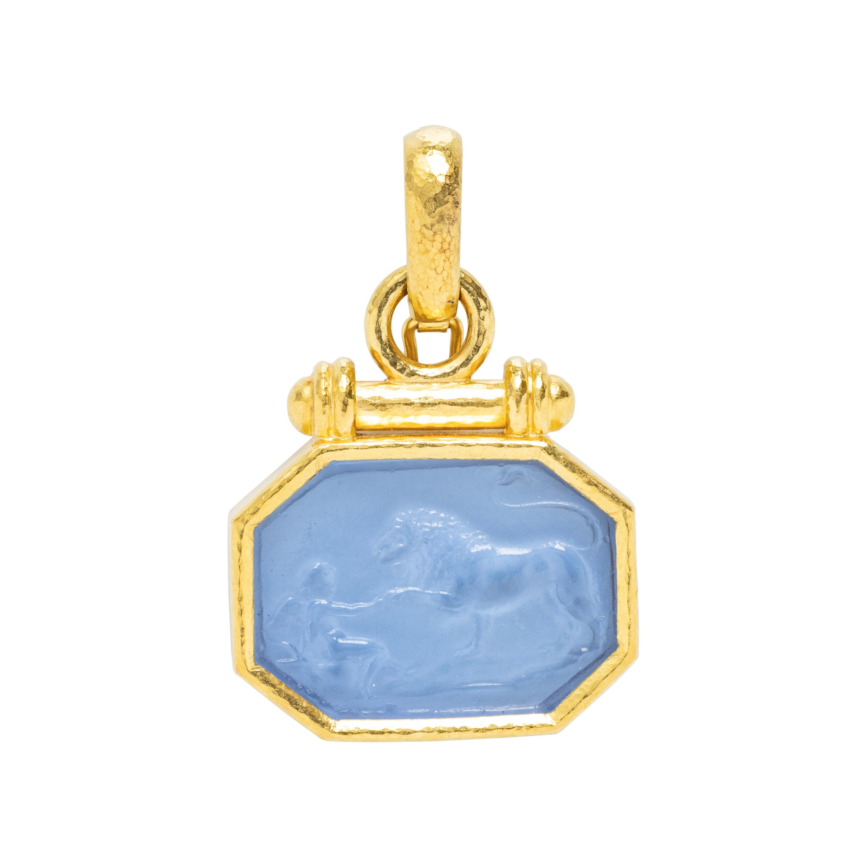 ELIZABETH LOCKE, YELLOW GOLD AND VENETIAN GLASS INTAGLIO PENDANT