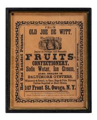 [ADVERTISING] -- [WINE]. A group of 2 broadsides promoting food and beverage, highlighted by advertisement for Jaques Bros.' "Orange County Pure Grape Wines."