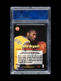 A 1996-97 Topps Stadium Club Rookies 1 Kobe Bryant Rookie Basketball Card No. R12 (PSA 10 GEM MINT)