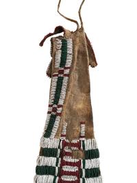 Early Cheyenne Buffalo Hide Tobacco Bag, with Pony Beaded Fringe