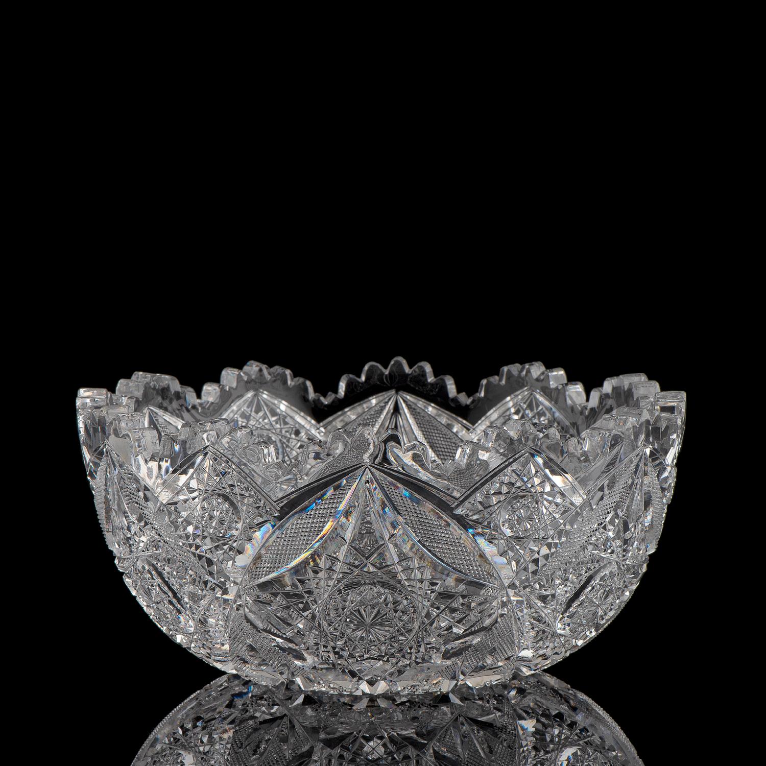 A J. Hoare Brilliant Cut Glass Berry Bowl