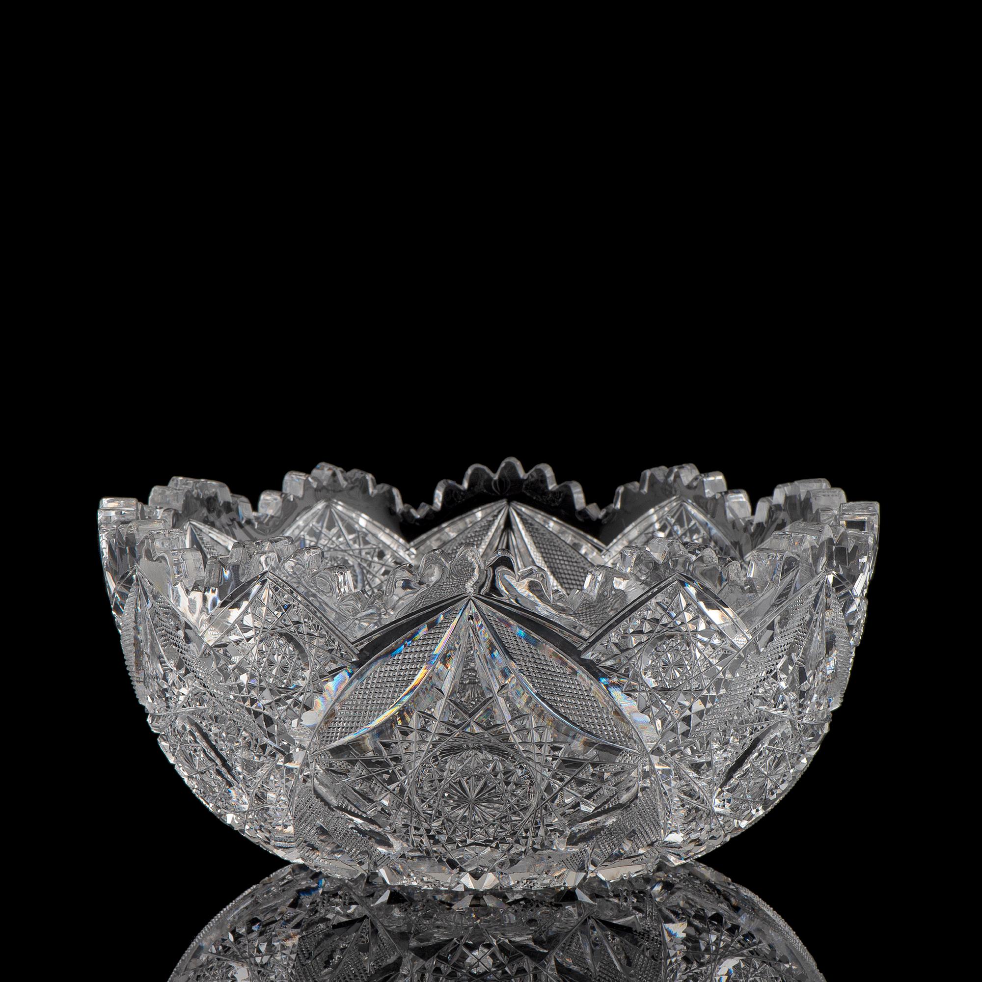 A J. Hoare Brilliant Cut Glass Berry Bowl