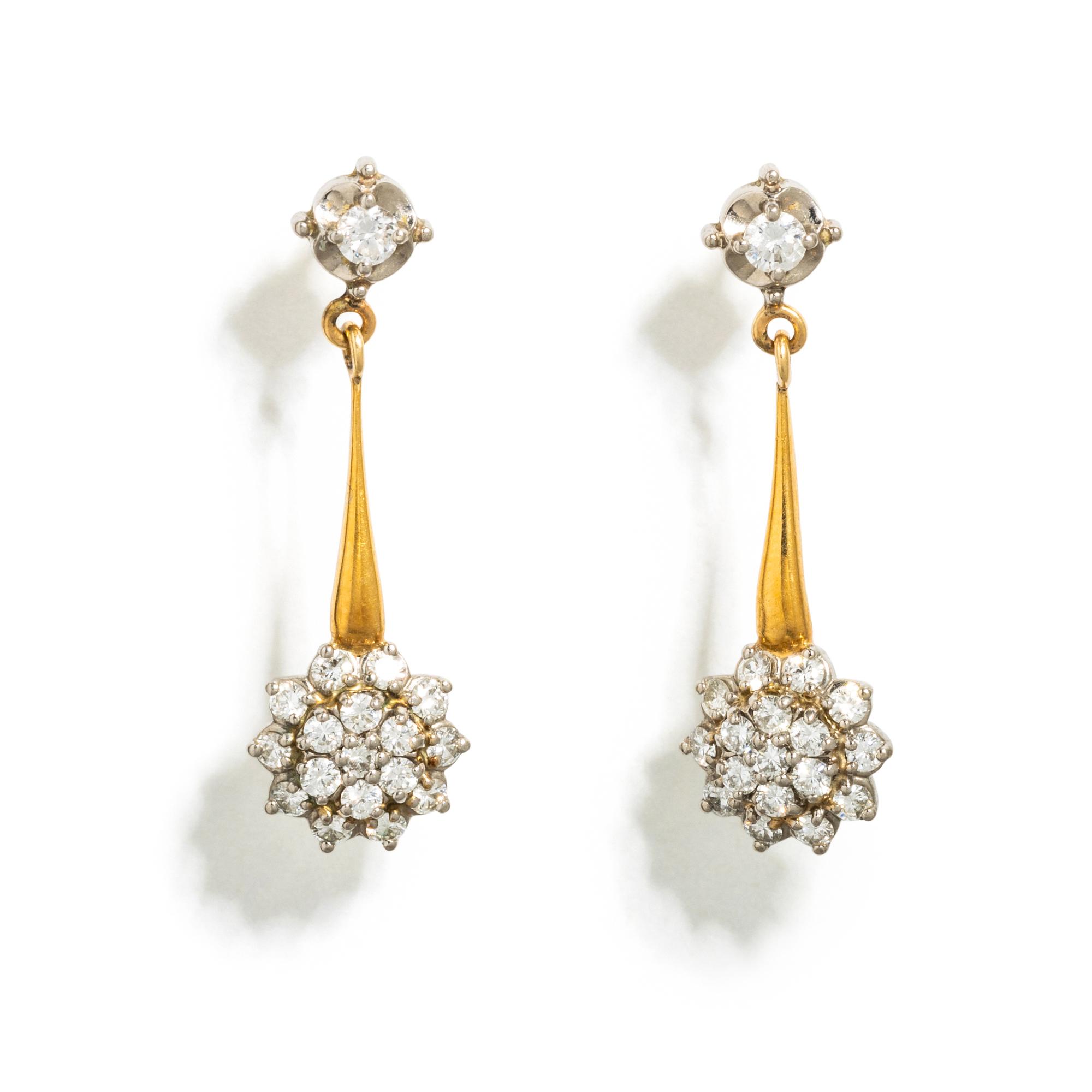 BICOLOR GOLD AND DIAMOND EARRINGS