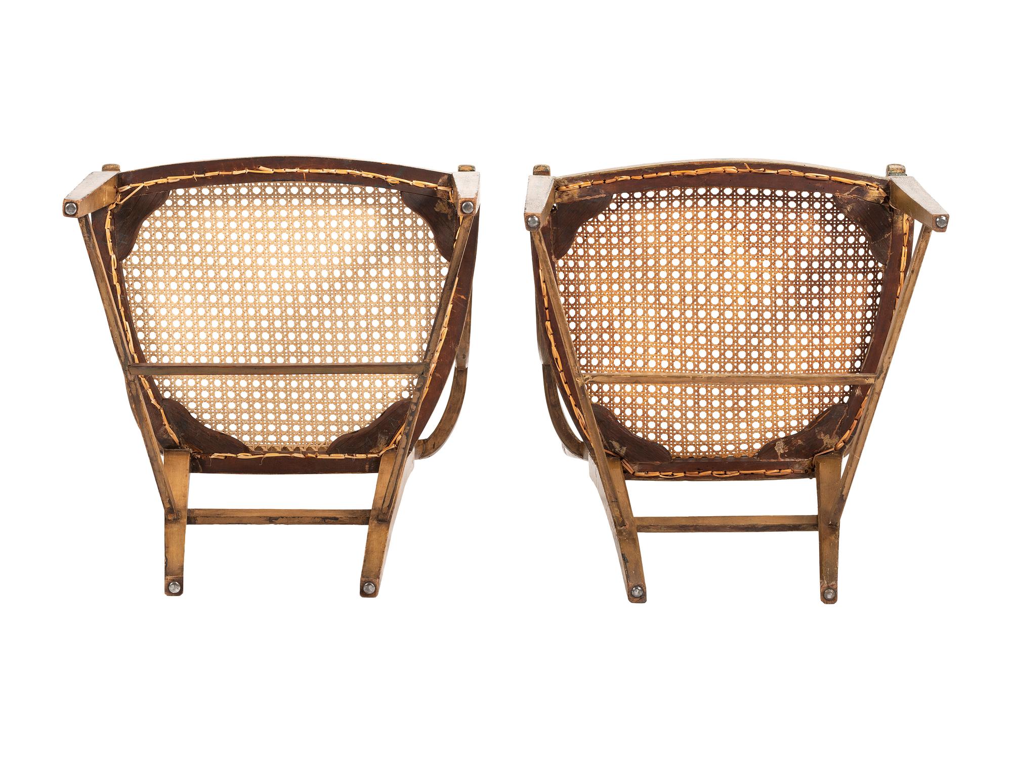 A Pair of George III-Style Polychrome-Painted Shield-Back Armchairs