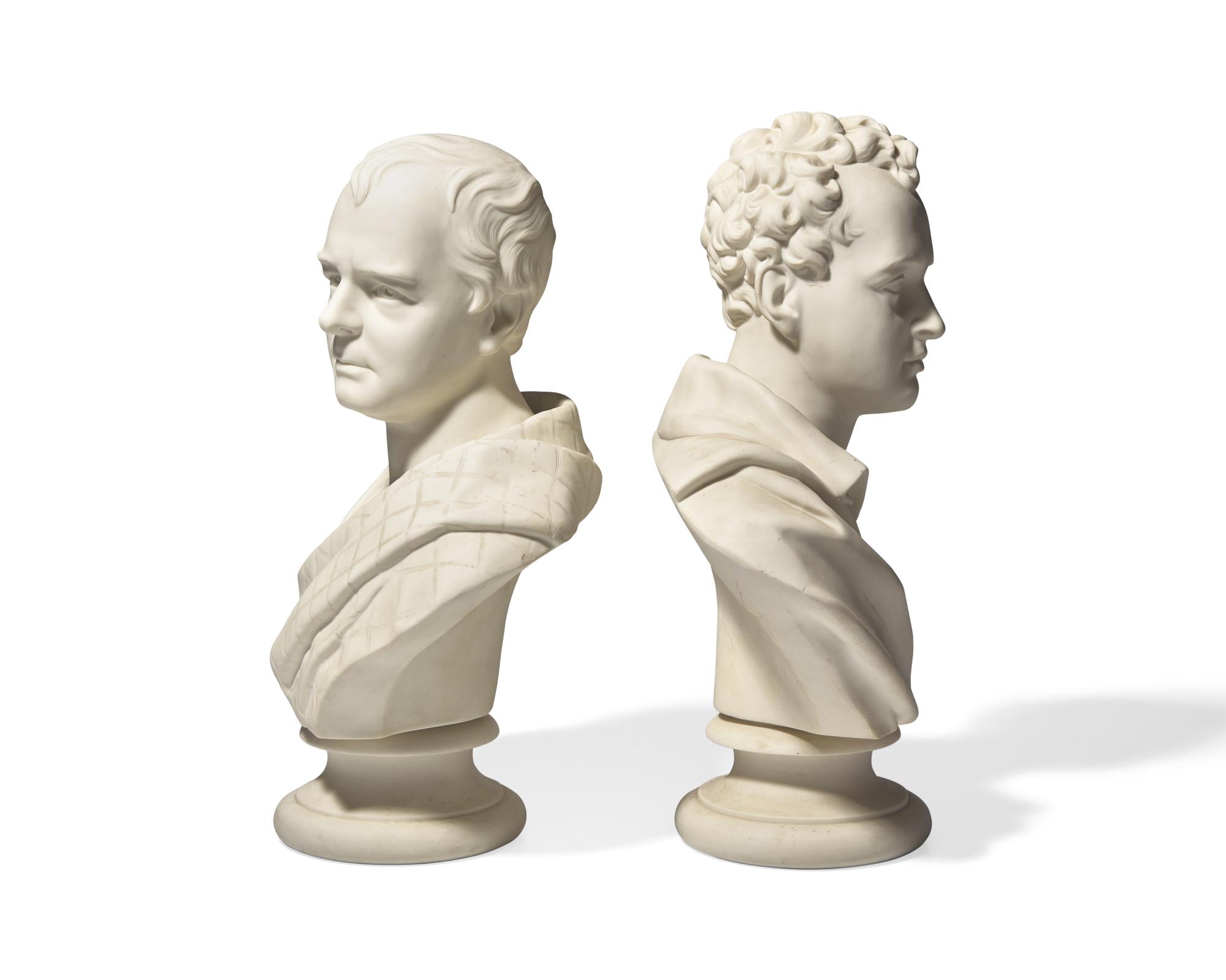 Two Wedgwood Parian Busts of Writers after Edward William Wyon