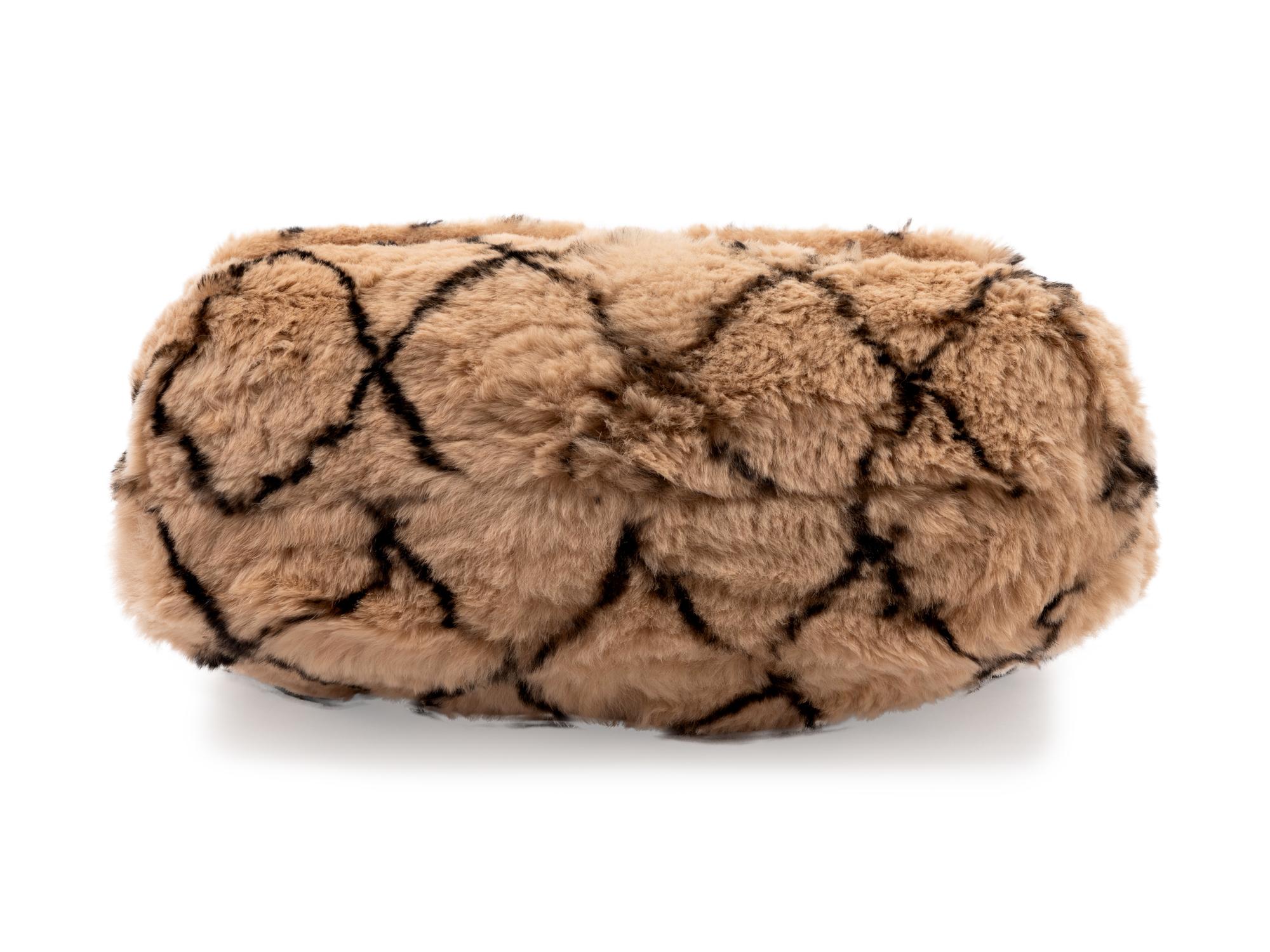 Chanel Tan and Black Fur Flap Handbag, 2000-02