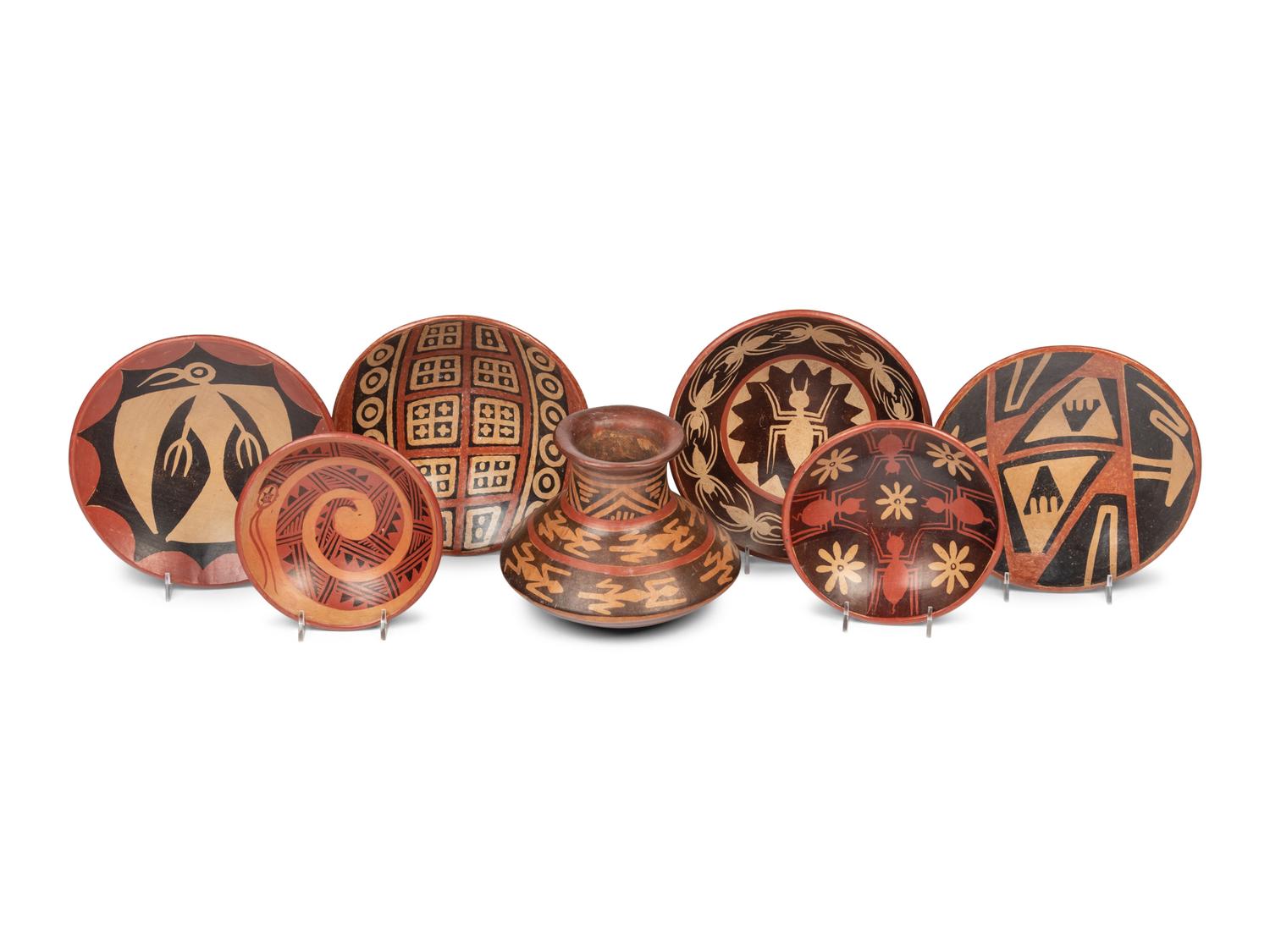 Seven Mexican Pottery Vessels