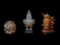 Three Carved Chinese Agate Vessels