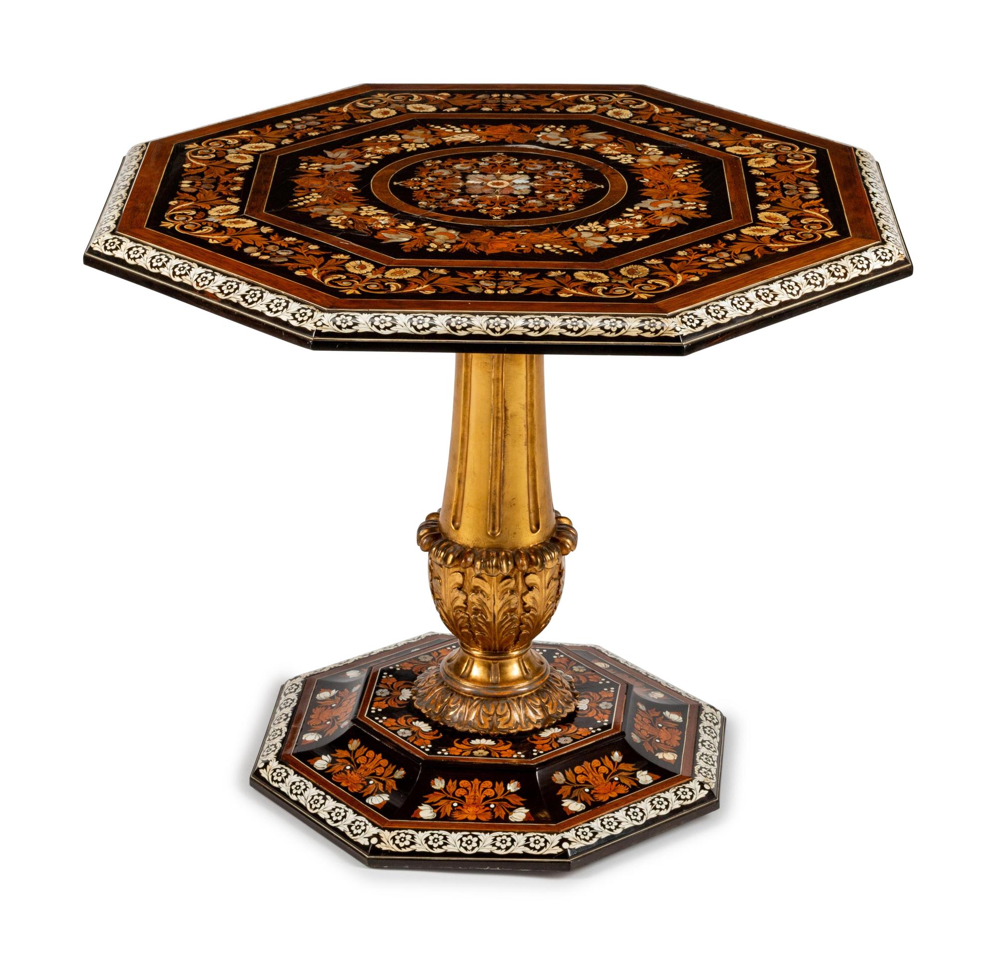 A French Inlaid Octagonal Center Table