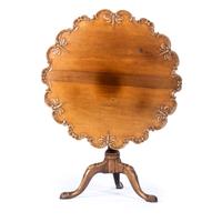 A George III Style Dragon-Fly Carved Mahogany Tilt-Top Tea Table