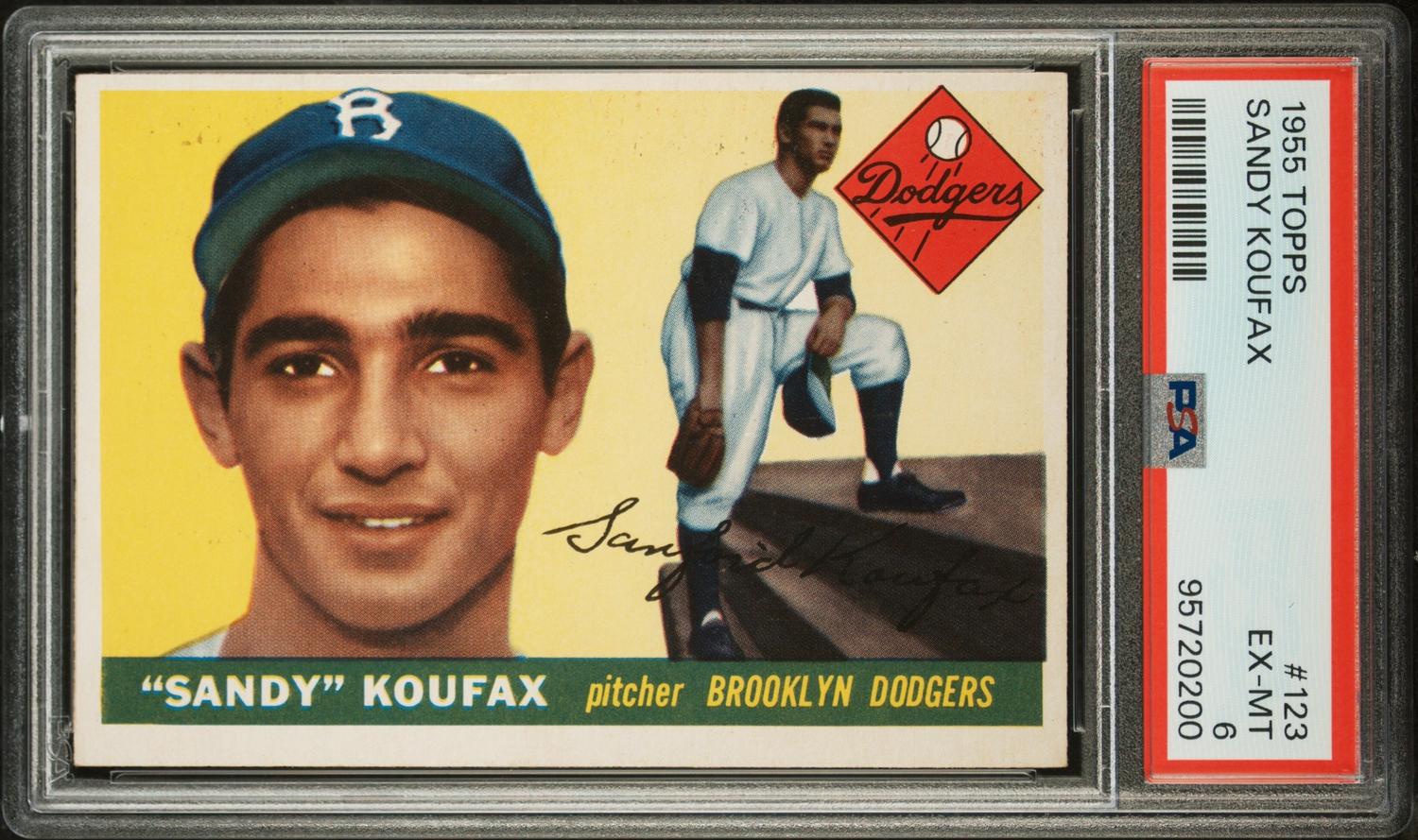 A 1955 Topps Sandy Koufax Rookie Baseball Card No. 123 (PSA 6 EX-MT)