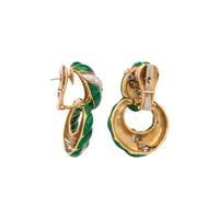 DAVID WEBB, GREEN ENAMEL AND DIAMOND EARRINGS
