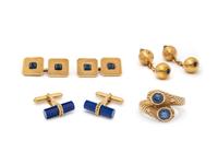 COLLECTION OF YELLOW GOLD AND GEMSTONE JEWELRY