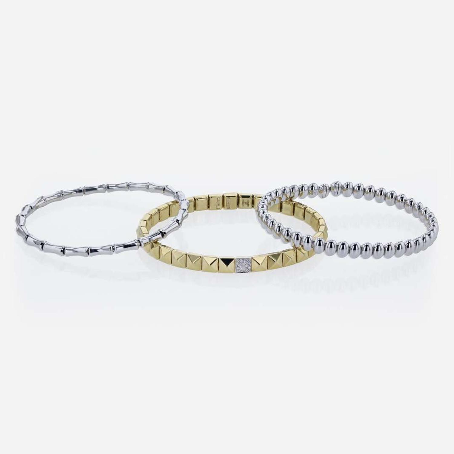 Set of Three 18K Gold Flexible Bracelets