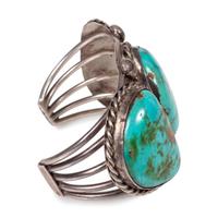 A Navajo Silver Wire and Turquoise Cuff Bracelet