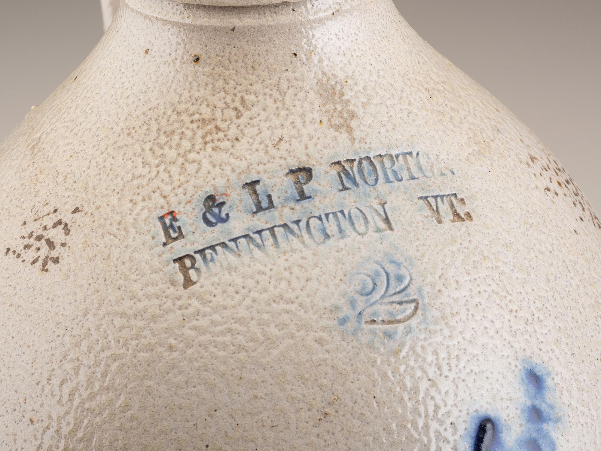 An E and L.P. Norton Cobalt Decorated Stoneware Two-Gallon Leaf Jug