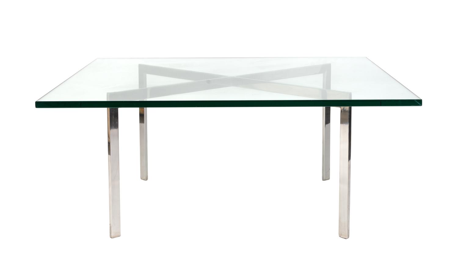 A Ludwig Mies Van Der Rohe Steel and Glass Barcelona Table