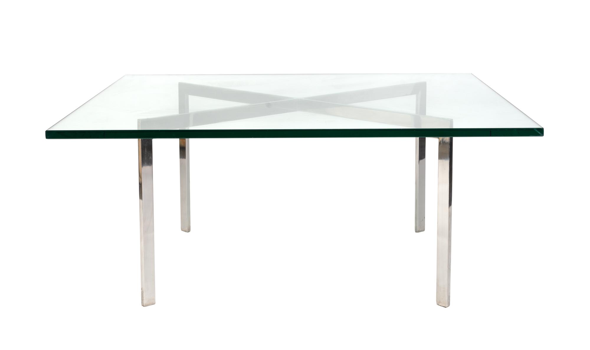 A Ludwig Mies Van Der Rohe Steel and Glass Barcelona Table