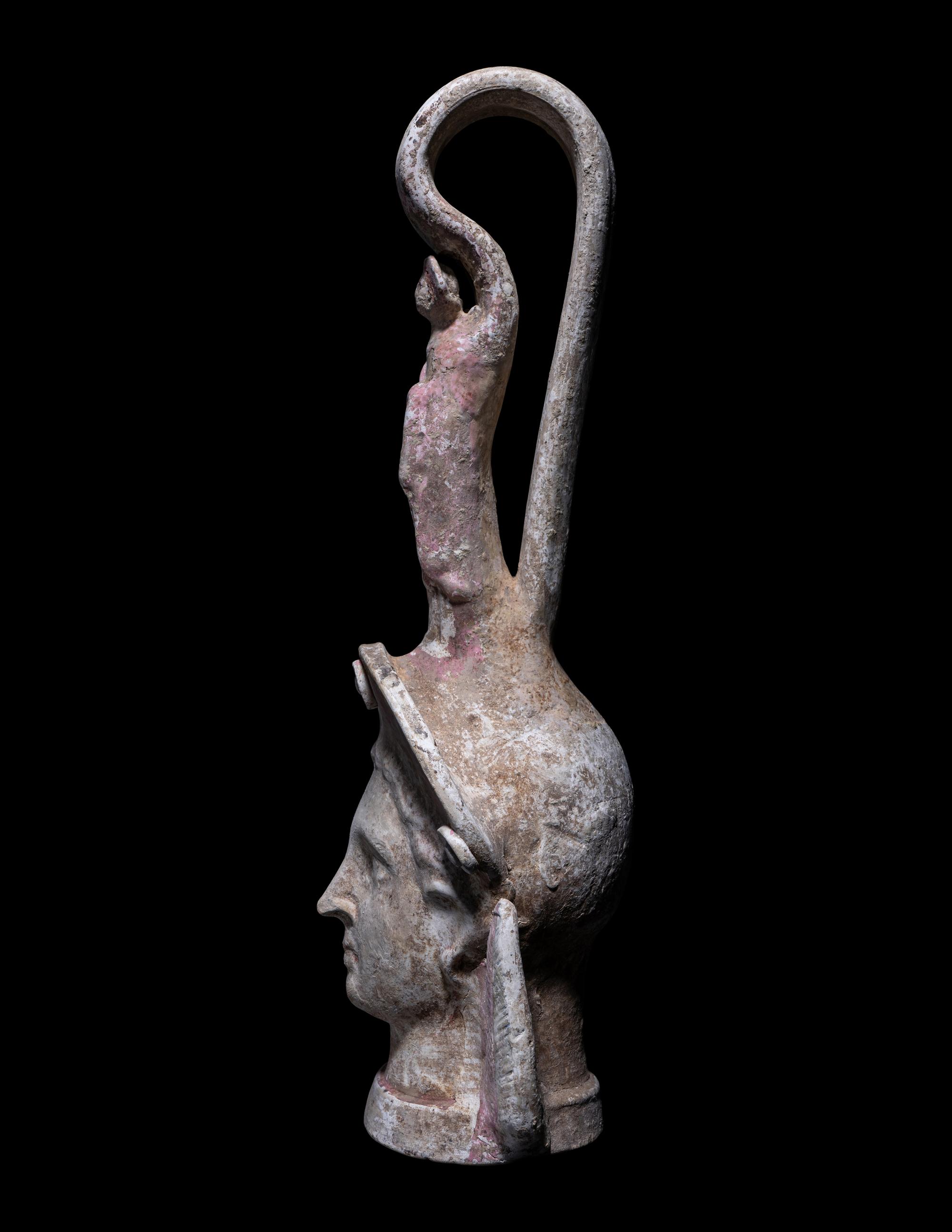 A Canosan Painted Terracotta Figural Oinochoe