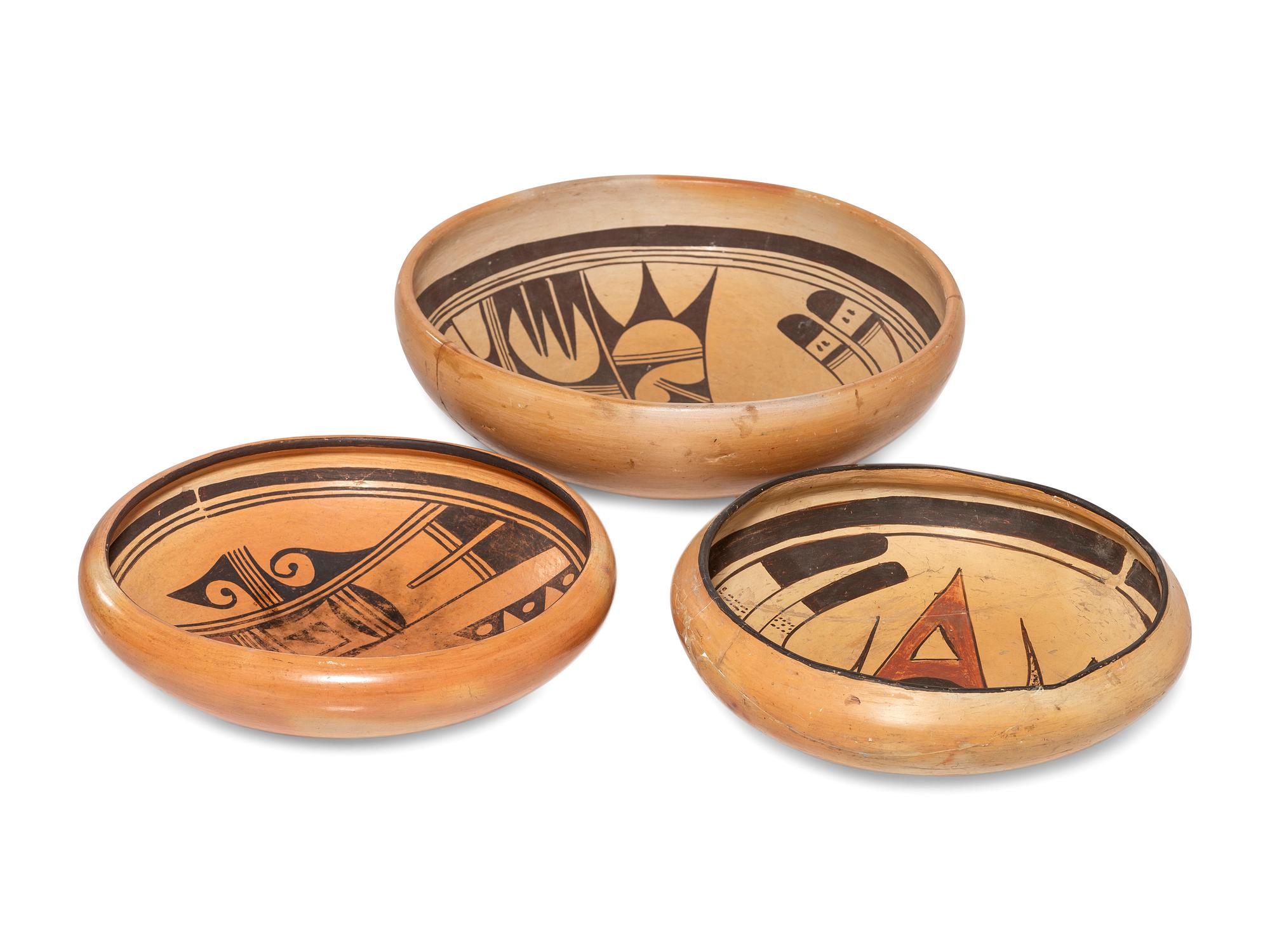 Hopi Polychrome Pottery Bowls