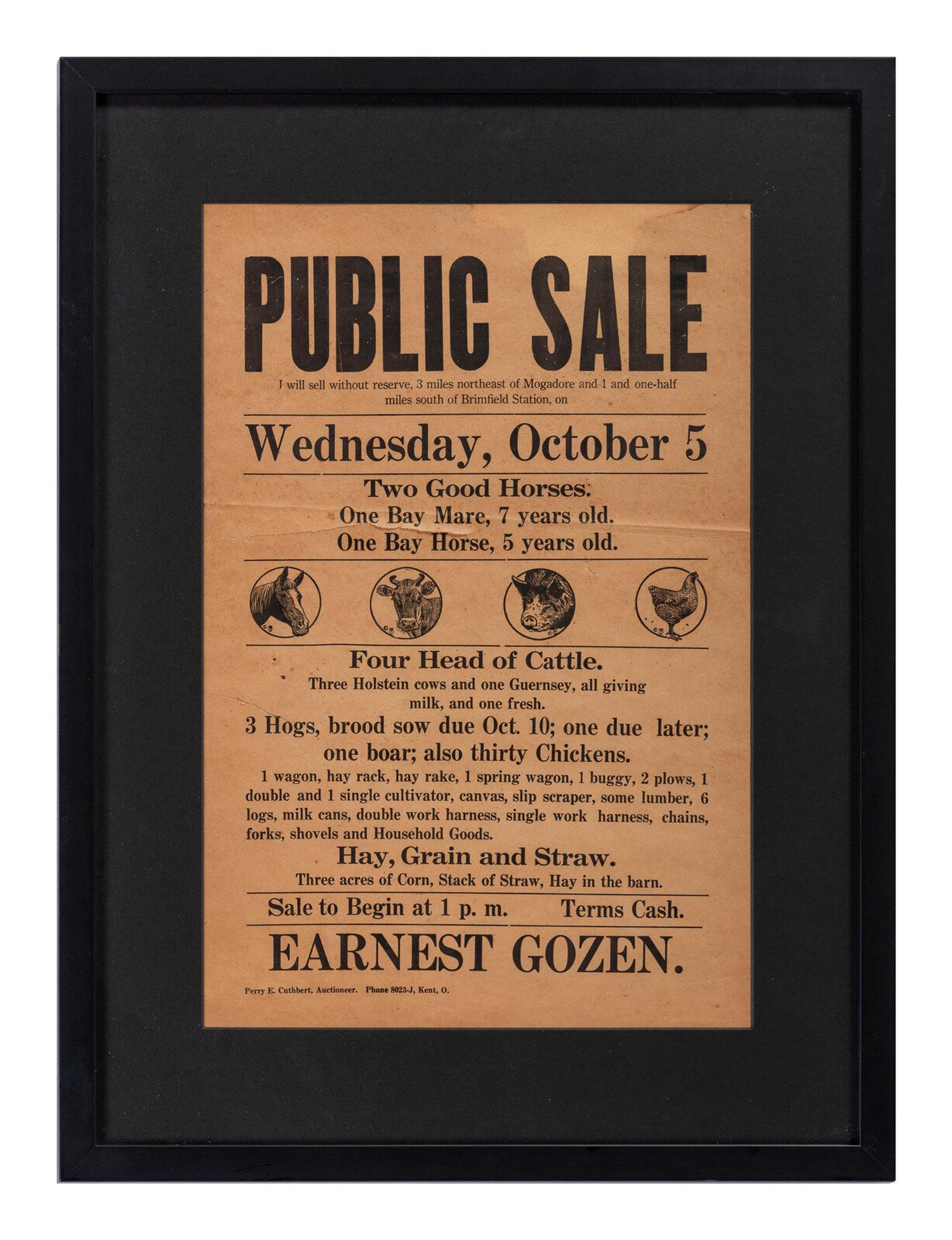 A Printed Auction Broadside