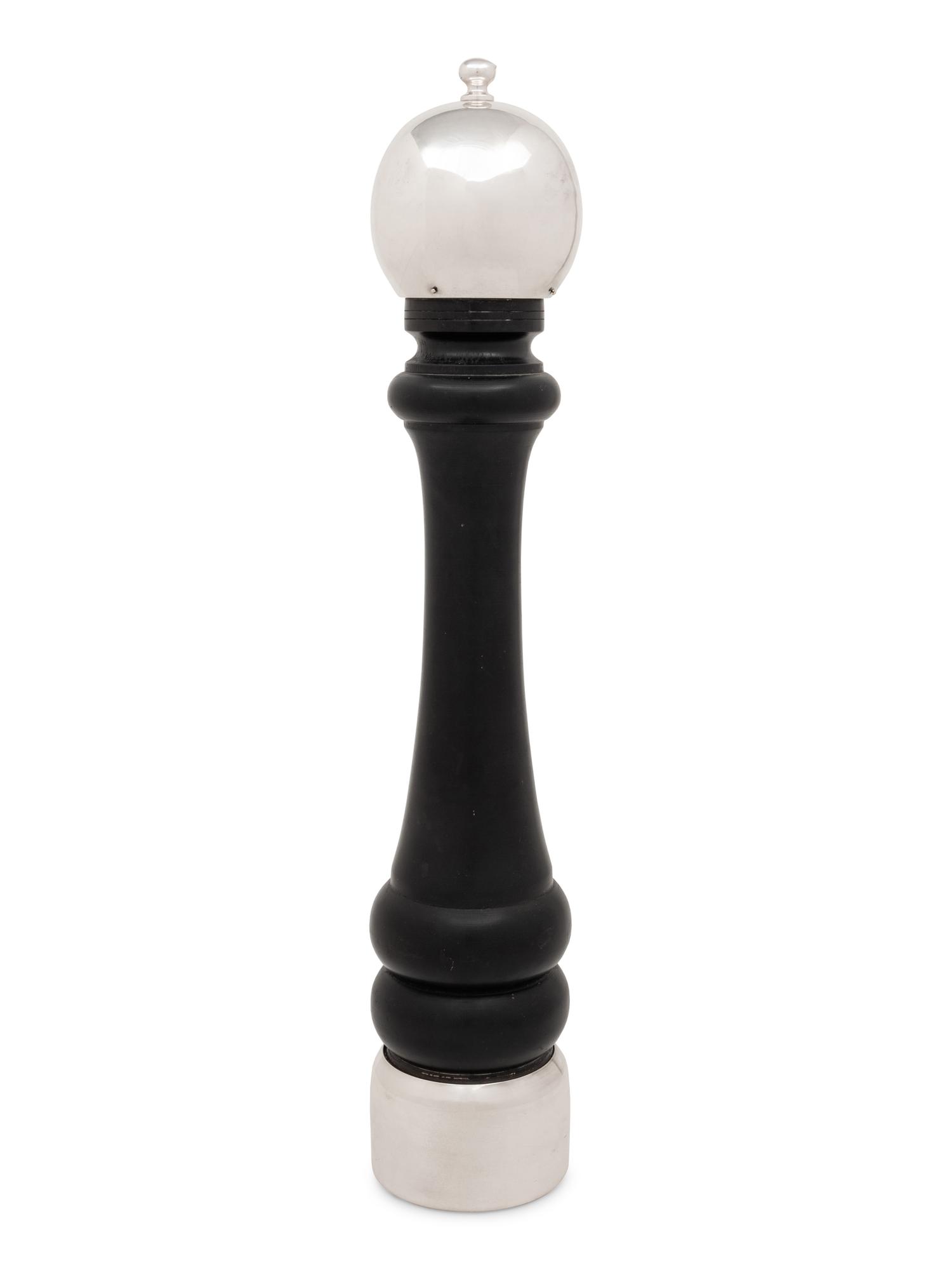 A Large Cartier Silver and Ebonized Wood Pepper Mill