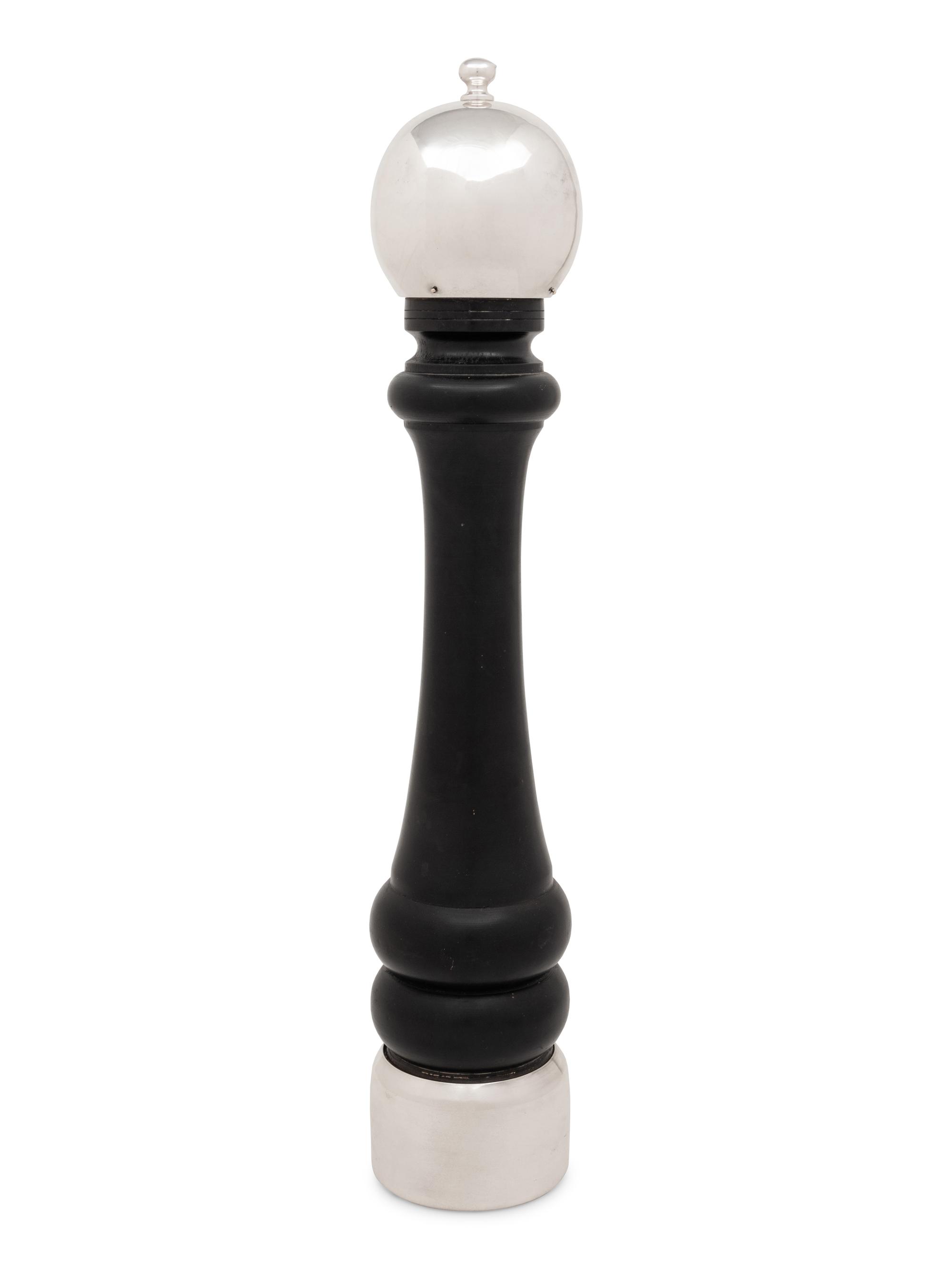 A Large Cartier Silver and Ebonized Wood Pepper Mill
