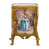 A French Gilt Bronze and Enamel Table Cabinet