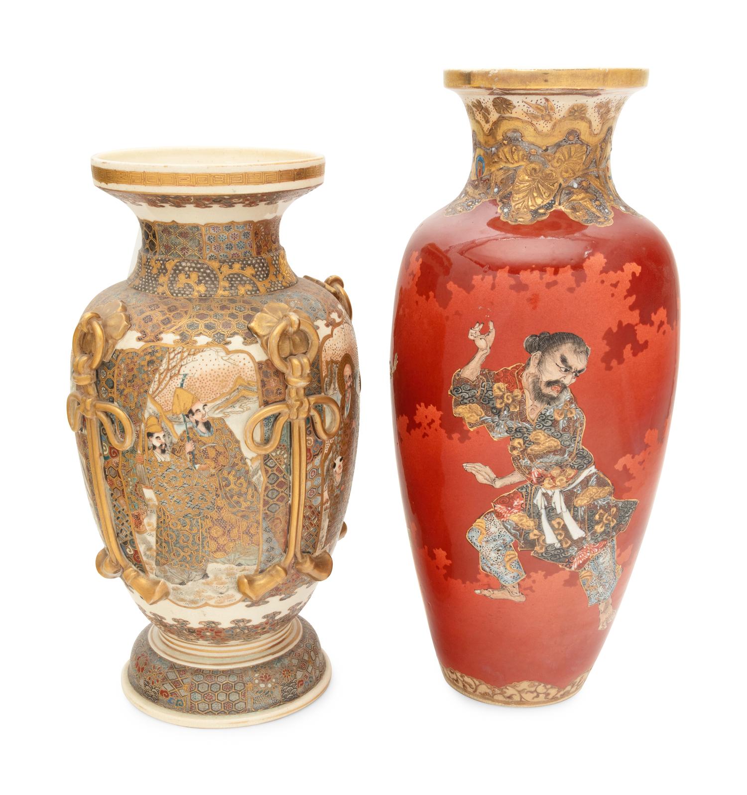 Two Large Japanese Satsuma Vases