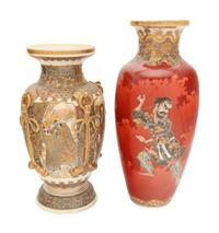 Two Large Japanese Satsuma Vases