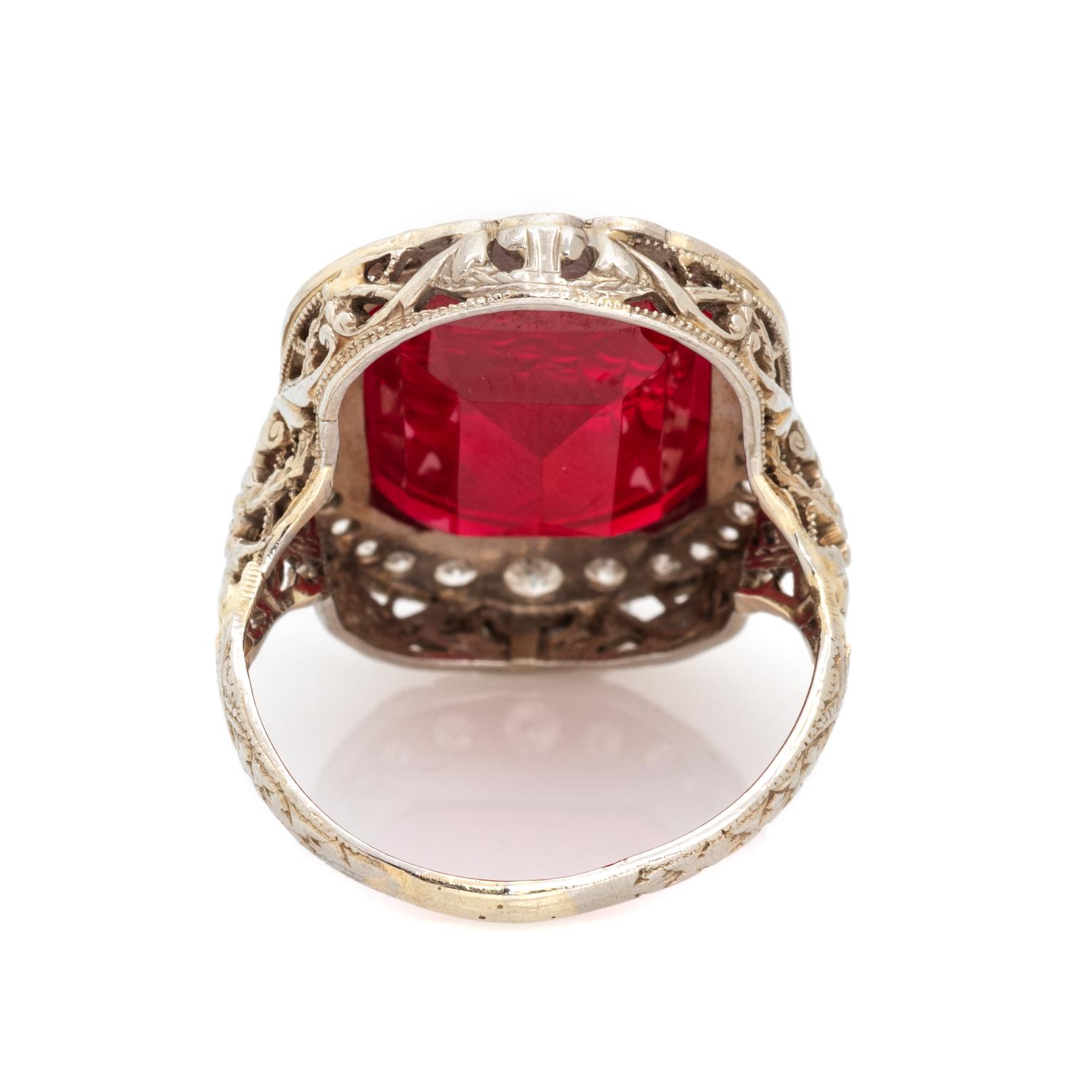 ART DECO, GLASS CAMEO AND DIAMOND RING