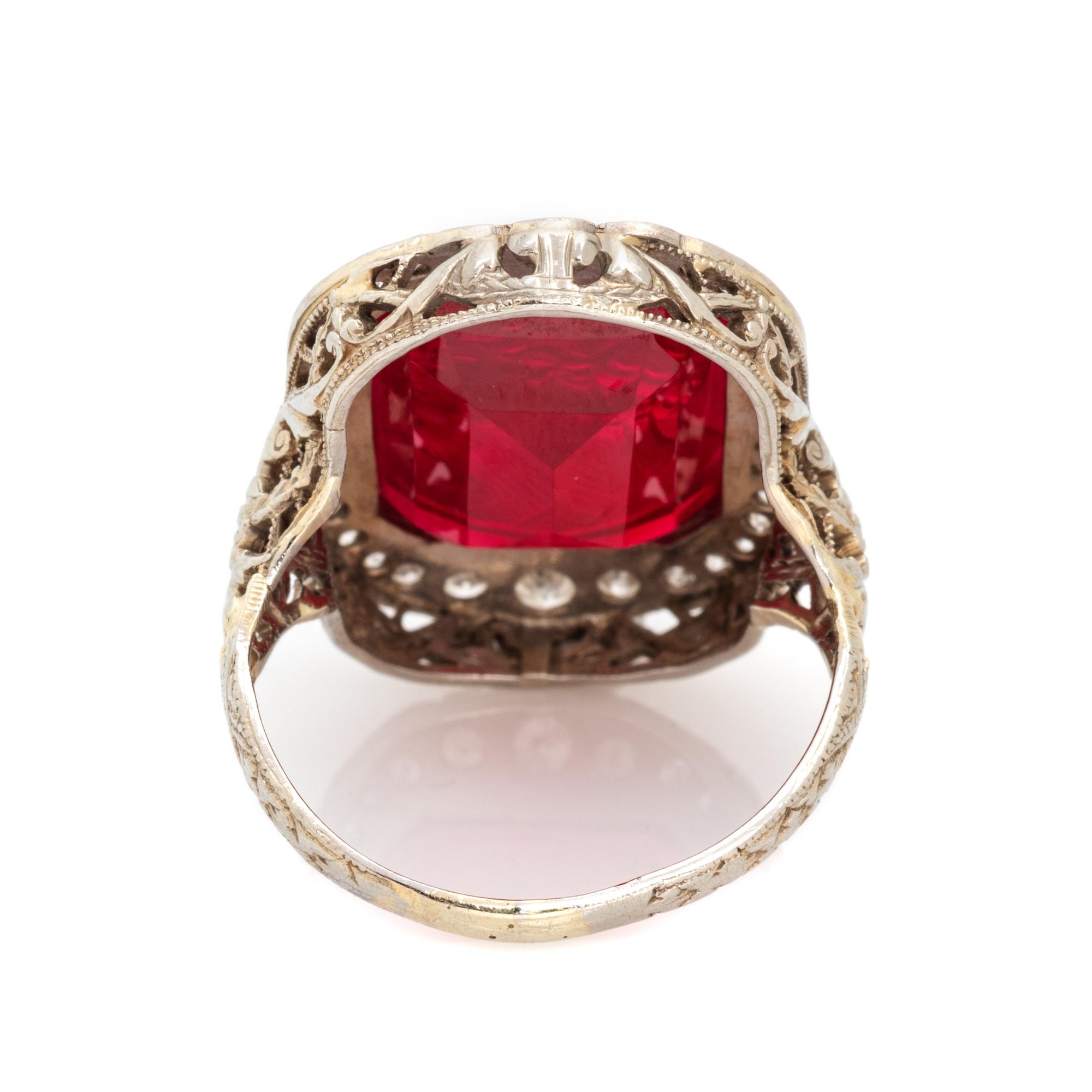 ART DECO, GLASS CAMEO AND DIAMOND RING