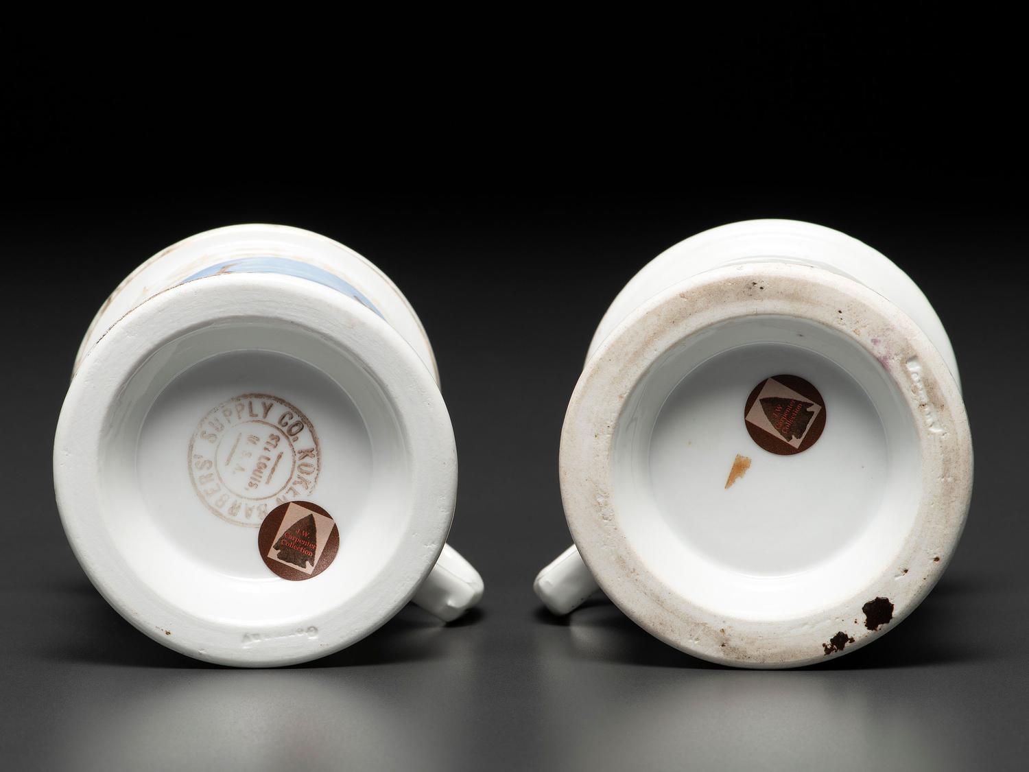Two Cowboy's Porcelain Occupational Shaving Mugs