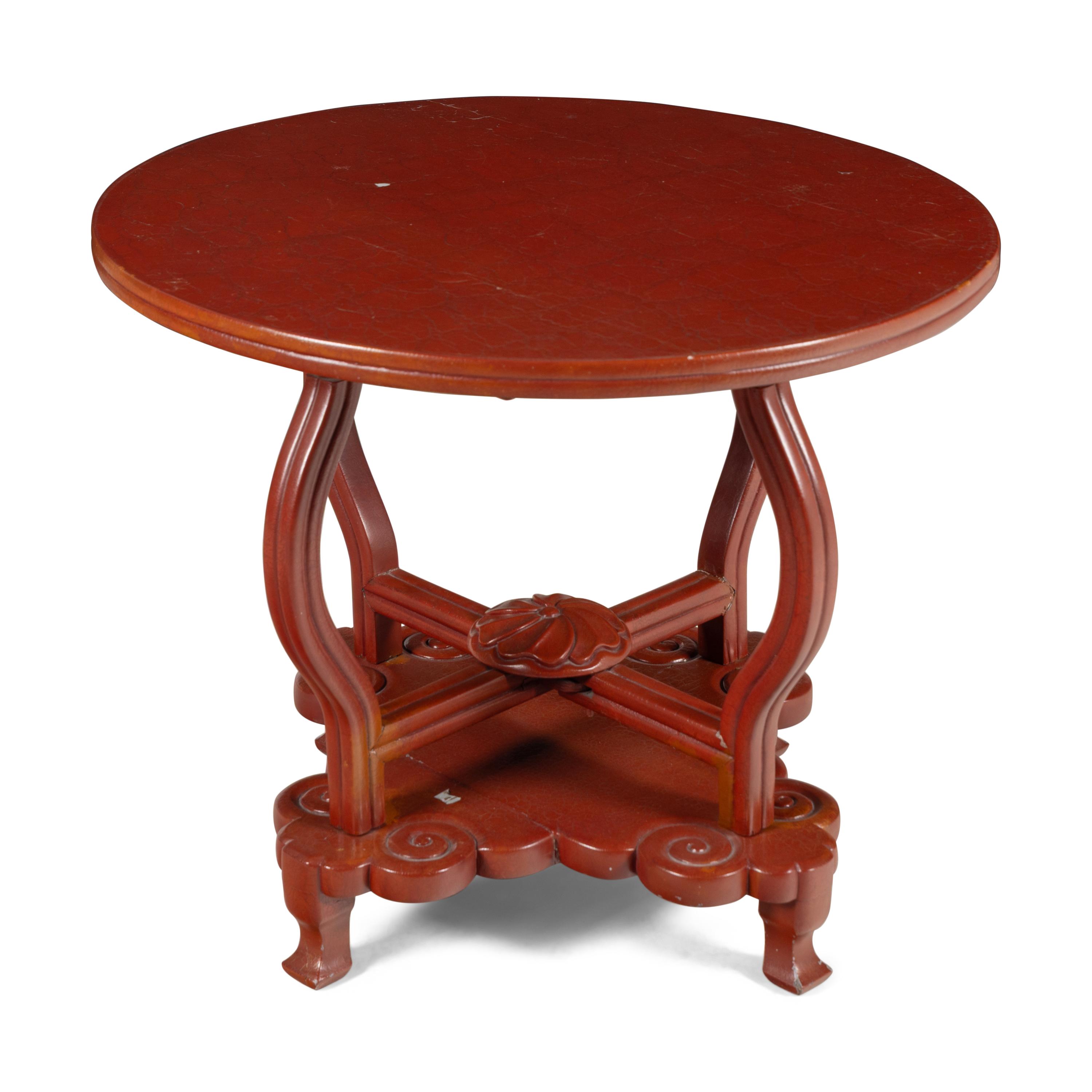 A Chinese Export Red Lacquer Side Table