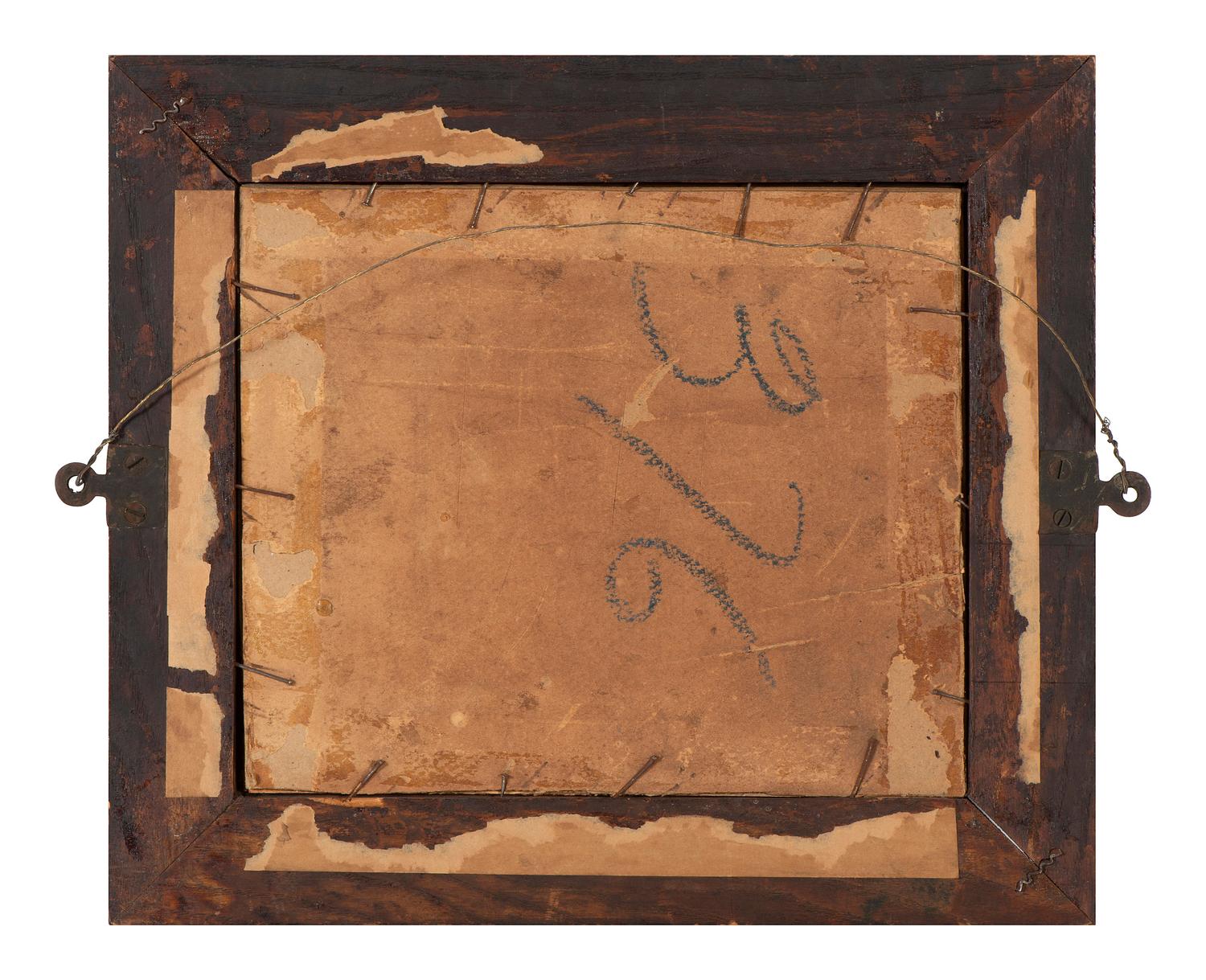A Folk Art Carved and Painted Wood Frame
